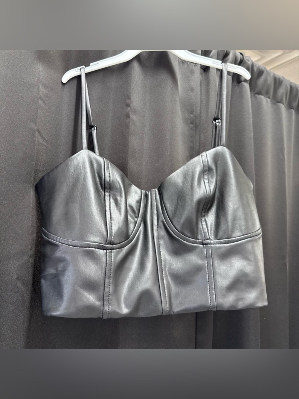 Express Black Faux Leather Bustier Crop Top